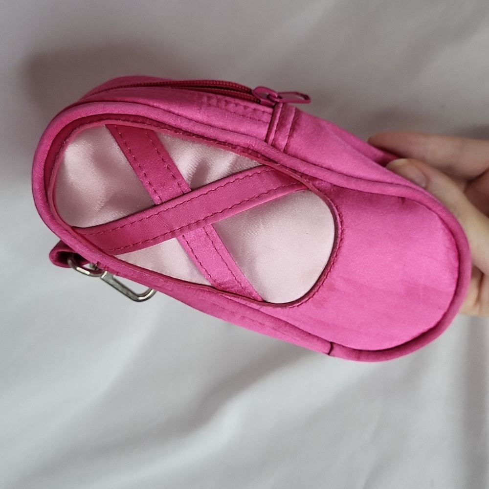 Pink Ballet Shoe Pouch Makeup Bag Change Purse 3 x 6 inch